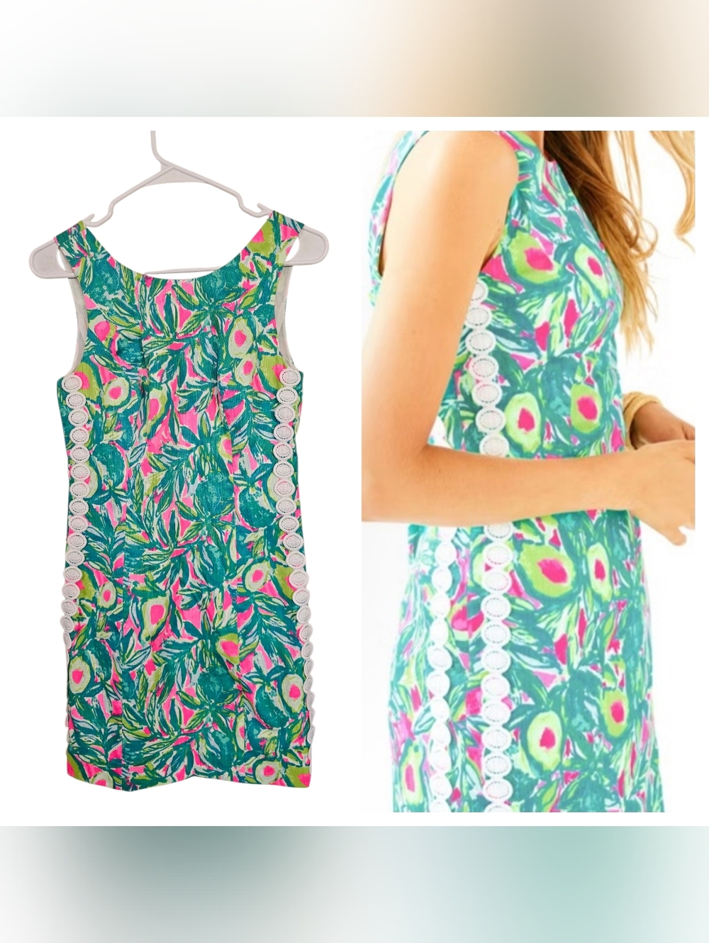 Lilly Pulitzer Gauc and Roll Mila Shift Mini Dress Lace Sides
